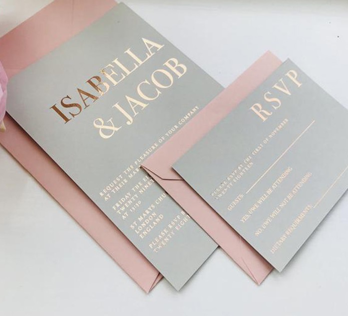 Metallic and Pastel Wedding Invitations